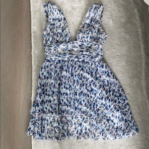 Majorelle blue floral chiffon dress